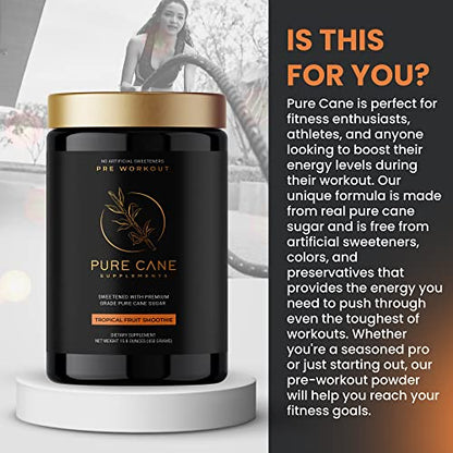 Pure Cane Natural Pre Workout Powder for Men & Women - No Artificial Sweeteners Pure Cane Supplements, Inc.US supplements