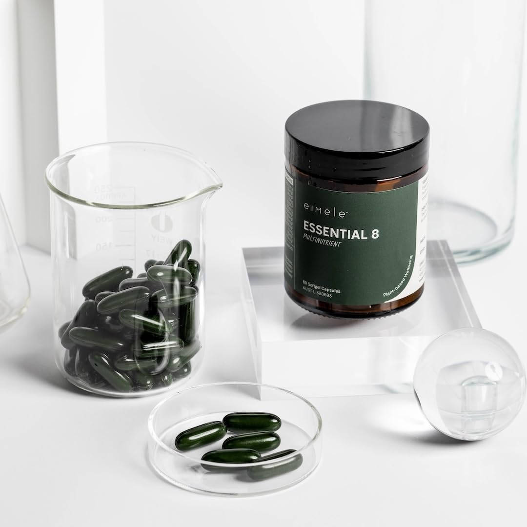 Essential 8 | Multivitamin for Energy & Immunity Support | 8 Essential Nutrients | Calcium, Vitamin B12, Omega3, Zinc, Iron, Vitamin D & More eimeleUS supplements