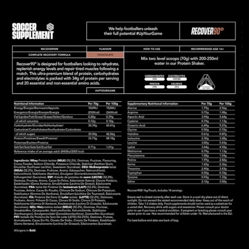 Soccer Supplement Recover90®, Complete Recovery Shake - 31grams of Whey Protein Isolate SOCCER SUPPLEMENTAu supplements