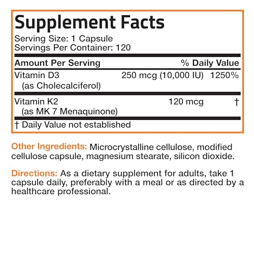 Bronson Vitamin K2 (MK7) with D3 Extra Strength Supplement Bone and Heart Health Non BronsonUS supplements