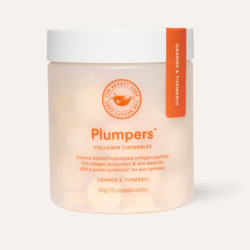 The Beauty Chef Plumpers™ Collagen Chewable Tablets with Hyaluronic Acid & Postbiotic, Supports Skin Elasticity & Collagen, Women's Multivitamin, Collagen Peptides, 75 Tablets (Orange & Turmeric) The Beauty ChefAu supplements