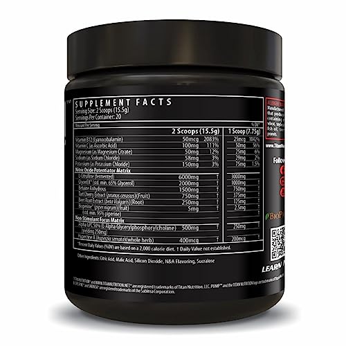 Pump- Nitric Oxide Boosting Stack Stim Free: Loaded with Citruline Malate for Maximum Titan NutritionUS supplements