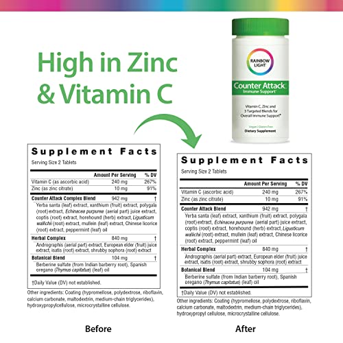 Rainbow Light Counter Attack Immune Support, Dietary Supplement Provides Immune Rainbow LightAu supplements