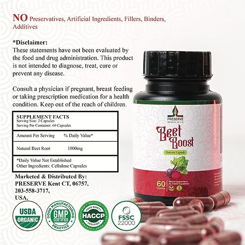 PRESERVE Organic Beetroot casules 16,000mg Per Serving, Natural Monthly Supplement PRESERVEAu supplements