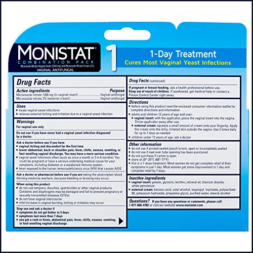 Monistat 1 Day Yeast Infection Treatment for Women, 1 Miconazole Ovule Insert & External Monistat Anti-Itch MonistatAu supplements