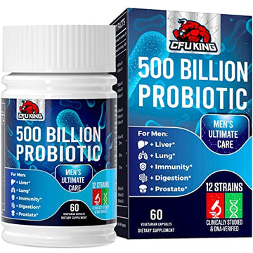 Probiotics for Men, 500 Billion CFU + 12 Strains Men's Probiotic with Turmeric Cranberry CFUKINGAu supplements