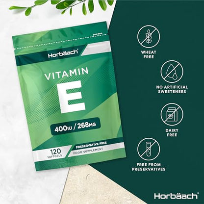 Vitamin E Capsules 400iu | 120 Count | High Strength Vitamin E as DL-a-Tocopheryl HorbäachUS supplements