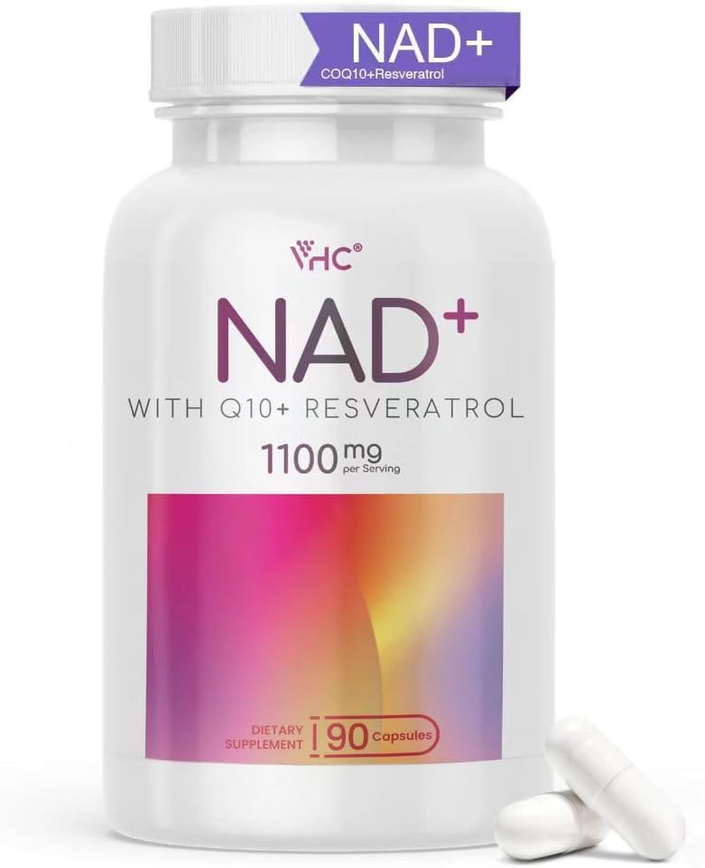 VHC NAD+ Supplement, NMN Alternative Liposomes with CoQ10, Trans-Resveratrol for Women & Men,Support Energy, Anti-Aging,Focus,90 Capsules VHCAu supplements