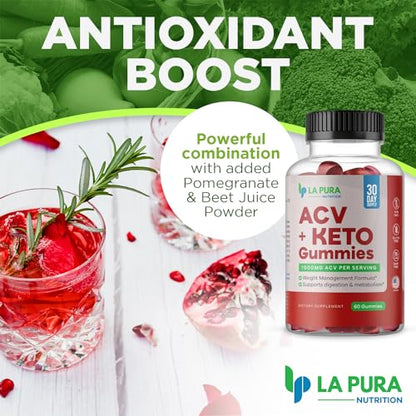 LaPura ACV 1000 mg + Keto Gummies for Weight Loss, 60 Gummies - 1000 mg Apple Cider LaPuraUS supplements