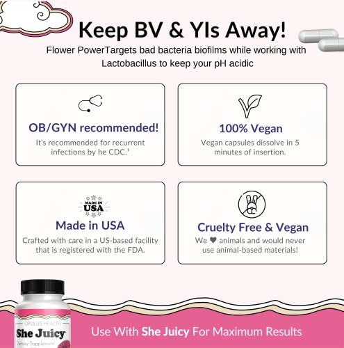 Flower Power Vegan Boric Acid Suppositories - 30 Capsules - 600mg for Vaginal Odor and pH Balance Flower PowerAu supplements