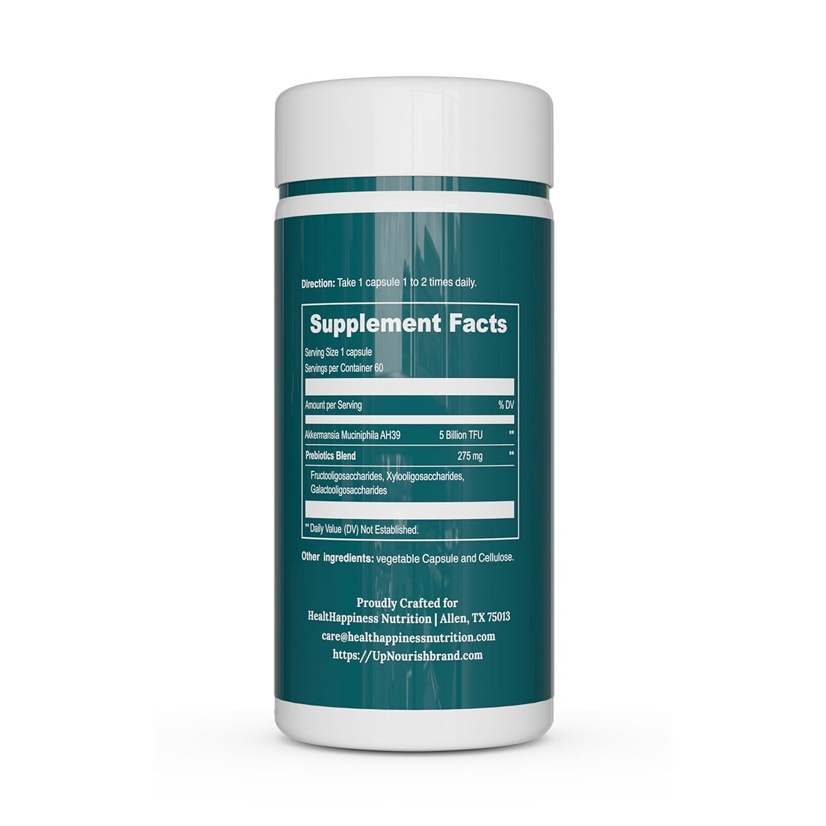 UpNourish Probiotics for GLP-1 Support, 5 Billion TFU Akkermansia Muciniphila for Digestive Health, Leaky Gut, Immunity and Metabolic Health, Prebiotics and Probiotics for Women and Men, 60 Capsules UpNourishAu supplements