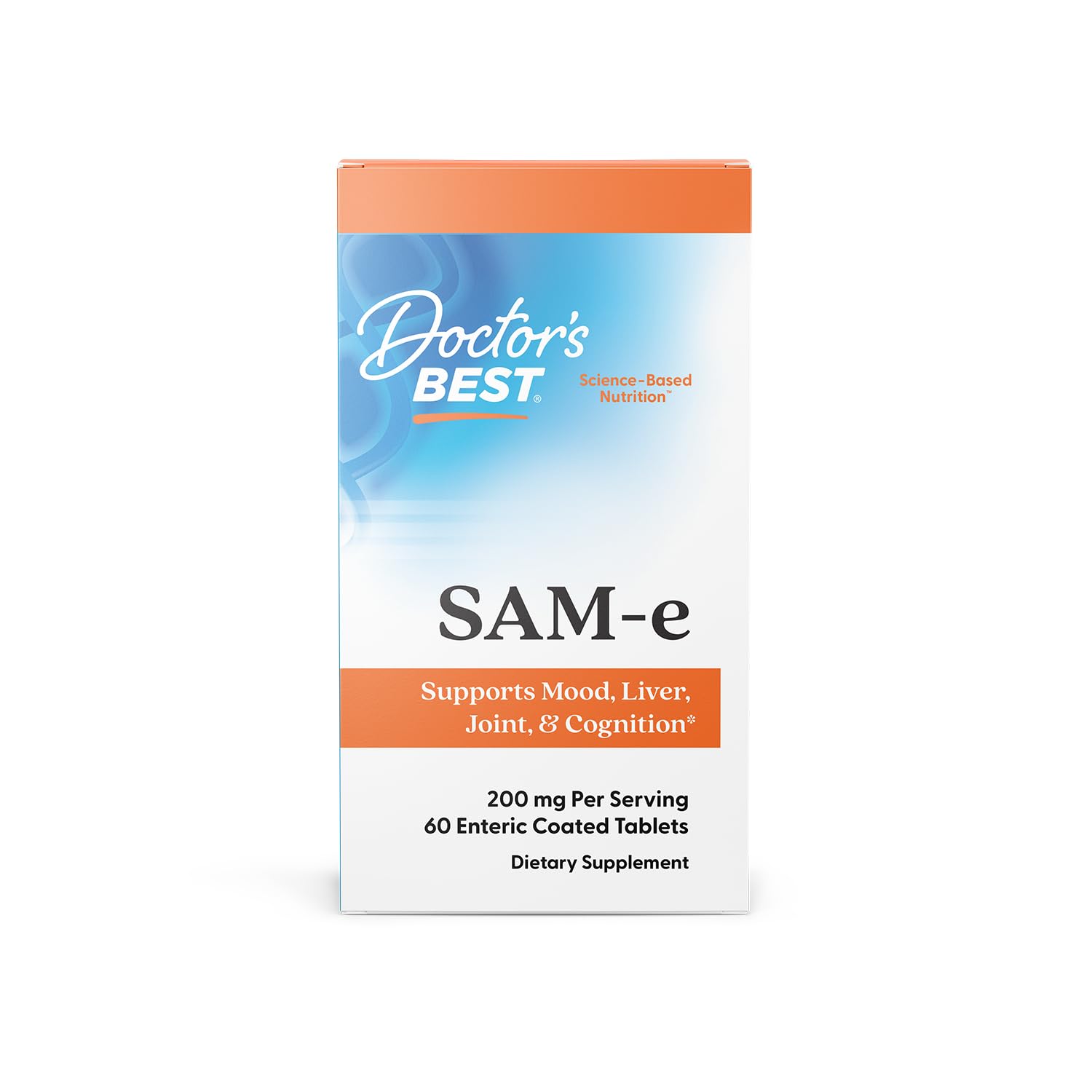 Doctor's Best SAM-e Mood & Joint Support & Liver Health (Pharmaceutical Grade/Non-GMO/Gluten Free/Vegetarian), Tablet, 60 Count (Pack of 1) Doctor's BESTAu supplements