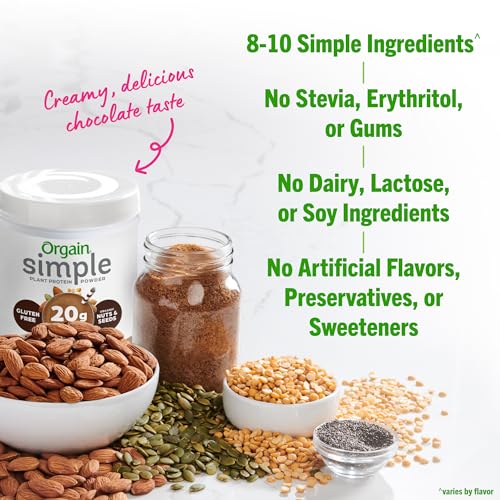 Orgain Organic Simple Vegan Protein Powder, Chocolate - 20g Plant Based Protein OrgainUS supplements