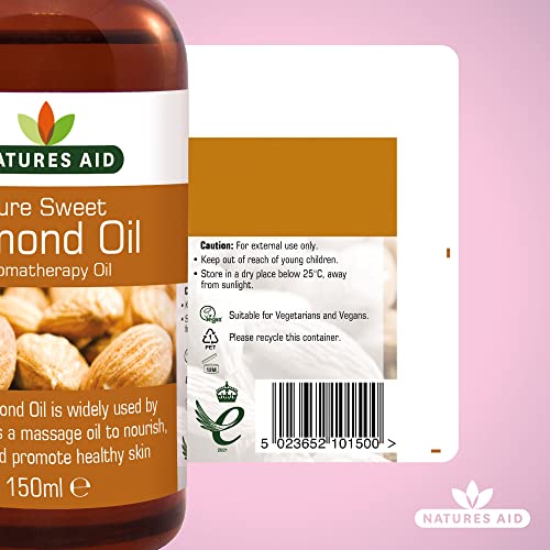 Natures Aid Almond Oil, Pure, Sweet Almond Oil, Massage Oil, Suited to Dry, Sensitive Skin natures aidUS supplements