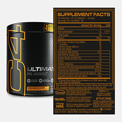 Cellucor C4 Ultimate Pre Workout Powder Orange Mango - Sugar Free Preworkout CellucorUS supplements