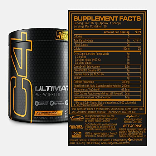 Cellucor C4 Ultimate Pre Workout Powder Orange Mango - Sugar Free Preworkout CellucorAu supplements