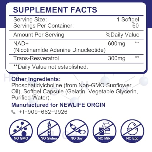 inGreens 900mg Liposomal NAD+ Supplement with 300mg Trans Resveratrol - Superior Absorption, Replaces NMN, Boost NAD+ for DNA Repair, Energy & Longevity, Aging Defense, 60 Softgels inGreensAu supplements
