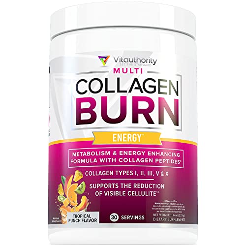Multi Collagen Burn: Multi-Type Hydrolyzed Protein Peptides with Hyaluronic Acid, Vitamin VitauthorityUS supplements
