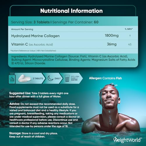 Hydrolysed Marine Collagen Tablets 1800mg - Collagen Supplements for Skin, Hair, and Slumber- for Men & Women WeightWorldAu supplements