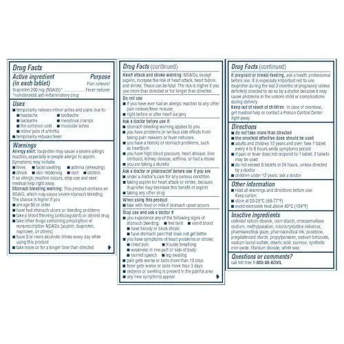 Advil Pain Reliever and Fever Reducer, Pain Relief Medicine with Ibuprofen 200mg for Headache, Backache, Menstrual Pain and Joint Pain Relief - 100 Coated Tablets AdvilAu supplements