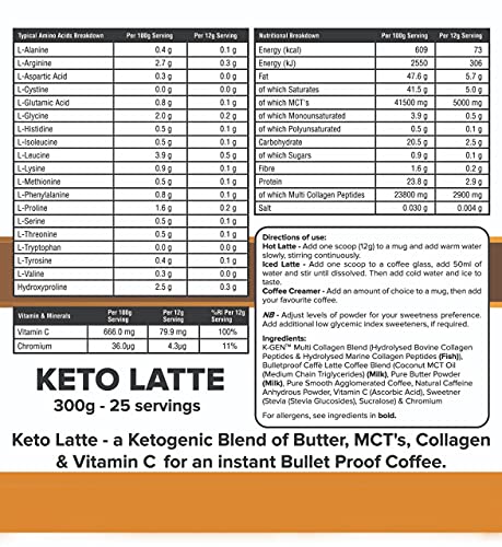 Instant Bulletproof Keto Coffee Creamer UK Made Collagen Latte | Butter Powder, Coconut MCTs & Vitamin C K GEN ketogenic enhancementAu supplements
