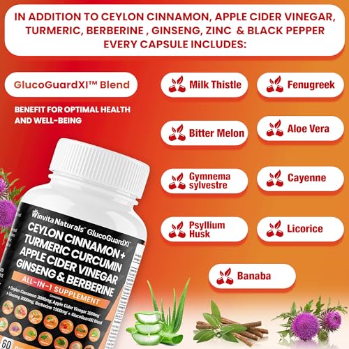 Ceylon Cinnamon 3000mg Apple Cider Vinegar 3000mg Turmeric 2000mg Panax Ginseng Winvita NaturalsAu supplements