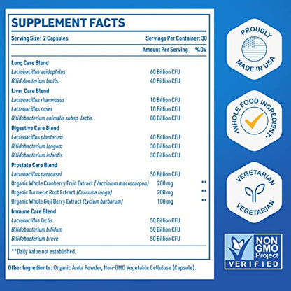 Probiotics for Men, 500 Billion CFU + 12 Strains Men's Probiotic with Turmeric Cranberry CFUKINGUS supplements