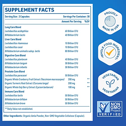 Probiotics for Men, 500 Billion CFU + 12 Strains Men's Probiotic with Turmeric Cranberry CFUKINGAu supplements