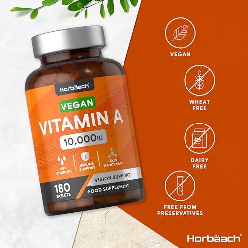 Vitamin A Tablets 10000iu | 180 Count | High Strength Vitamin A as Retinol Acetate HorbäachUS supplements