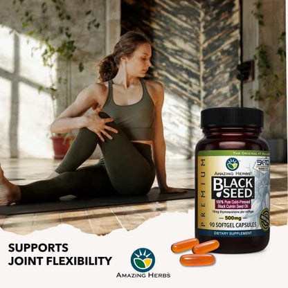 Amazing Herbs Premium Black Seed Oil Capsules - Cold Pressed Nigella Sativa Aids Amazing HerbsUS supplements
