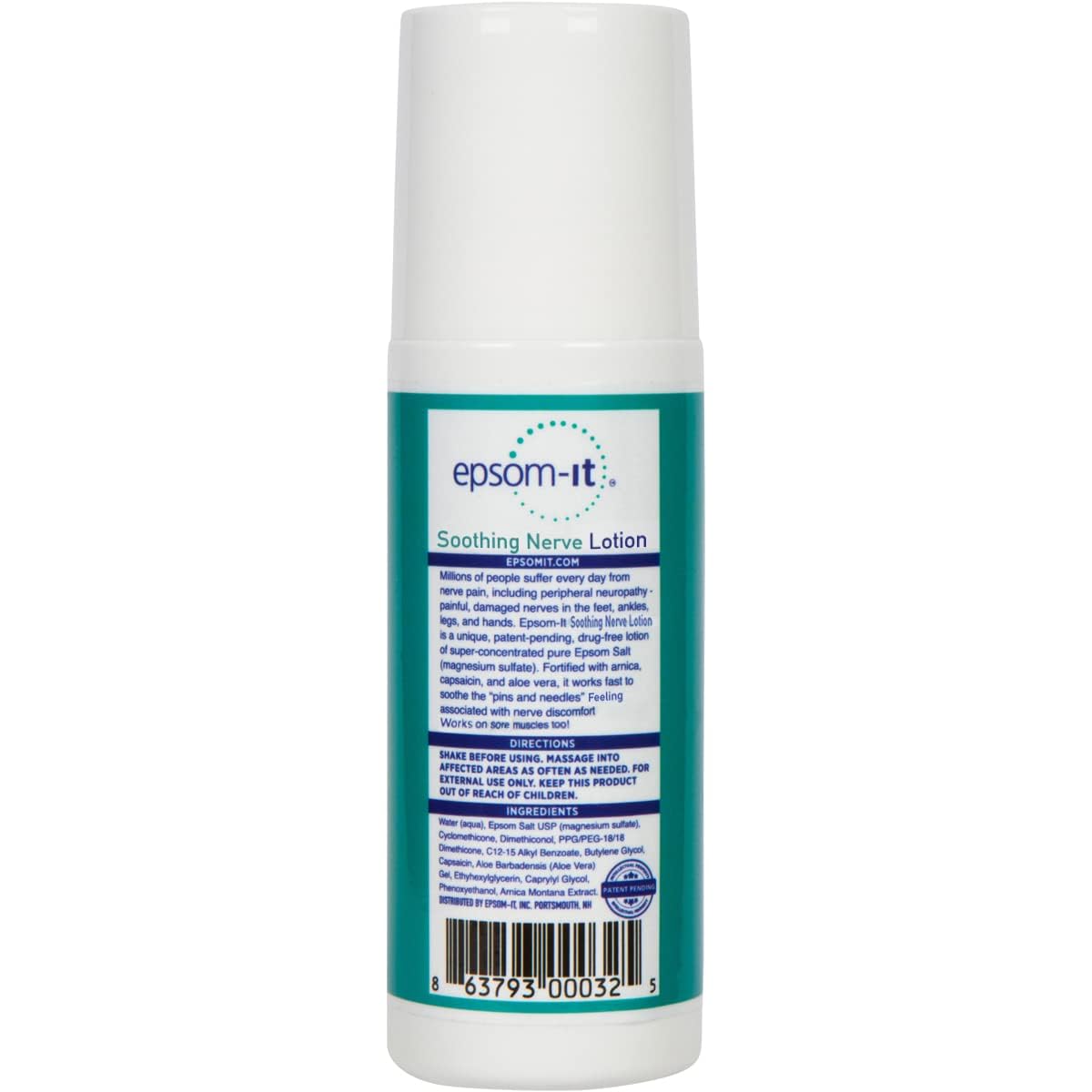 Epsom-It Soothing Nerve Lotion - Roll On Epsom Salt Magnesium Lotion, Topical Magnesium Cream with Capsaicin & Arnica for Tired Muscles and Sleep, 3oz EPSOM-ITAu supplements