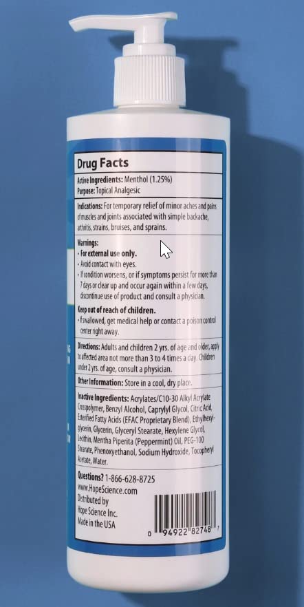 ACTIVE AGAIN Hope Science Cream, 16oz | for Joint Health, Pain Relief, and Mobility, Muscle, Back, Knee, Shoulder | Fast Acting | Made in USA ACTIVE AGAINAu supplements