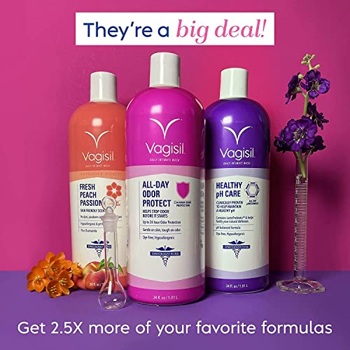 Vagisil Scentsitive Scents Fresh Peach Passion Daily Intimate Wash for Women, Gynecologist Tested VagisilAu supplements
