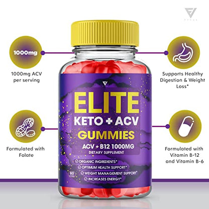(2 Pack) Elite Keto ACV Gummies AVC, Elite Keto Plus ACV Advanced Weight Loss Gummies FyvusUS supplements