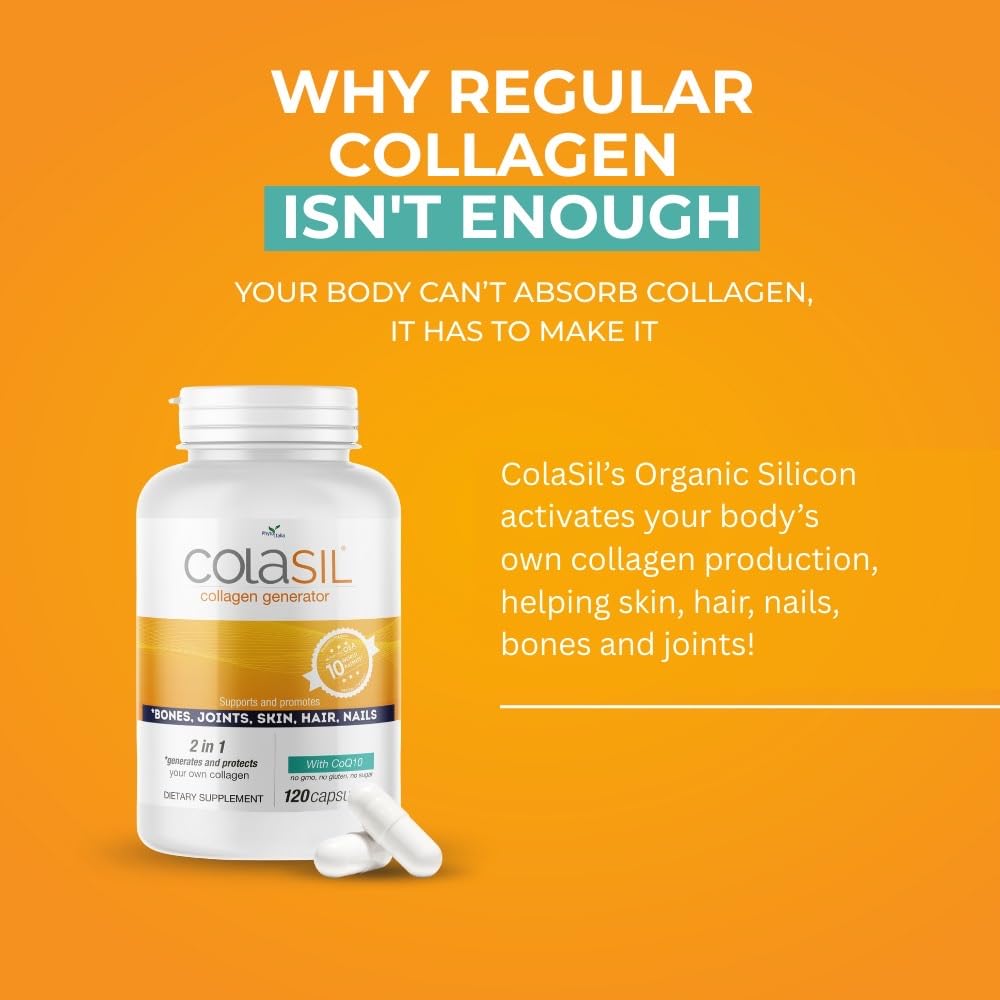 Colasil Collagen Booster Capsules – Organic Silica (OSA) + Hydrolyzed Collagen Generator for Hair, Skin, Nails, Bones & Joints – High Absorption, Non-GMO, Allergen-Free, 120 Capsules (60-Day Supply) ColasilAu supplements