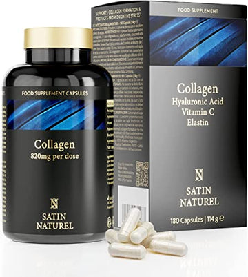 Collagen Capsules 820mg - 180 High Strength Capsules (3 Months Supply) SatinNaturelAu supplements