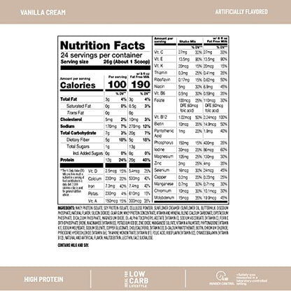 SlimFast Meal Replacement Smoothie Mix, 24 Servings, High Protein, Vanilla Cream, 20g SlimFastUS supplements