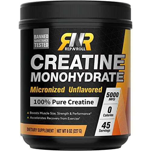 Rep N Roll Micronized Creatine Powder, 45 Serv., Creatine Monohydrate 5000 MG Rep N RollAu supplements