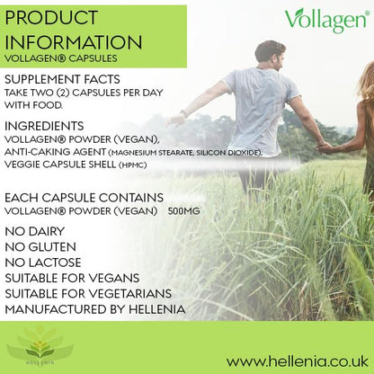 Hellenia Vollagen 500mg - 60 Capsules - Vegan Collagen HelleniaUS supplements