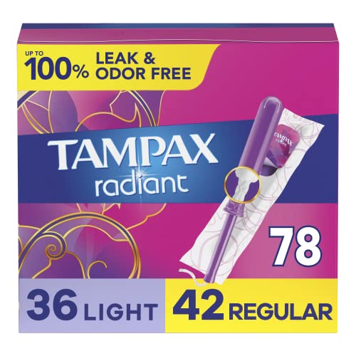 Tampax Radiant Tampons Multi Pack with LeakGuard Braid, Light/Regular Absorbency, Unscented, 26 Count TampaxAu supplements