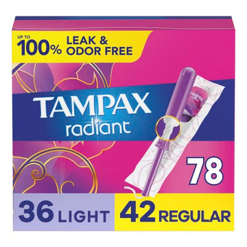 Tampax Radiant Tampons Multi Pack with LeakGuard Braid, Light/Regular Absorbency, Unscented, 26 Count TampaxAu supplements