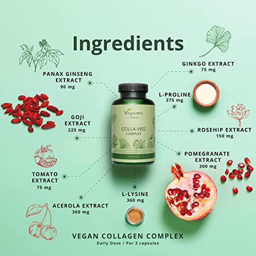 Vegavero Vegan Collagen Supplement | 2000mg | Complex with L-Lysine, L-Proline, Vitamin C (Acerola) & Superfoods Extracts VegaveroUS supplements
