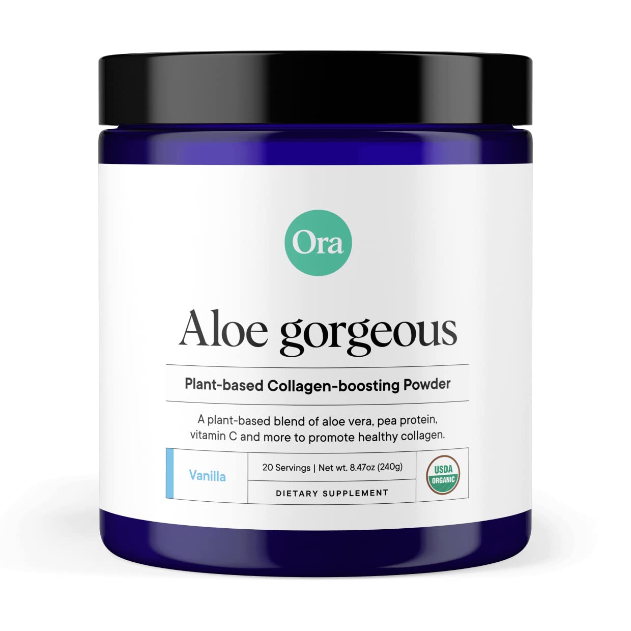 Ora Organic Vegan Collagen-Boosting Powder for Women and Men - Hair, Skin, & Nails Support - Bamboo Silica, Plant-Based Protein, Organic Vitamin C, Aloe Vera - Vanilla Flavor, 20 Servings Ora OrganicUS supplements