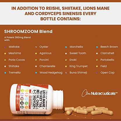 Lions Mane 3000mg 20in1 Mushroom Supplement with Turkey Tail 2000mg Clean NutraceuticalsUS supplements