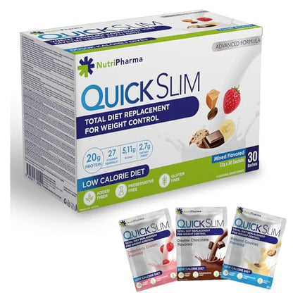 Quick Slim Meal Replacement Shake for Weight Loss, 30 Servings, 20g Protein, 27 Vitamins NUTRIPHARMA Quick SlimUS supplements
