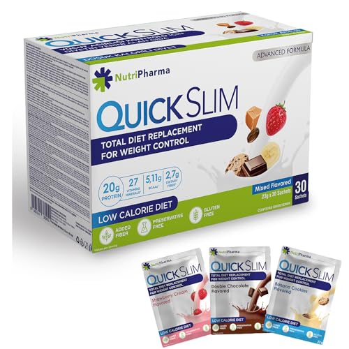 Quick Slim Meal Replacement Shake for Weight Loss, 30 Servings, 20g Protein, 27 Vitamins NUTRIPHARMA Quick SlimAu supplements