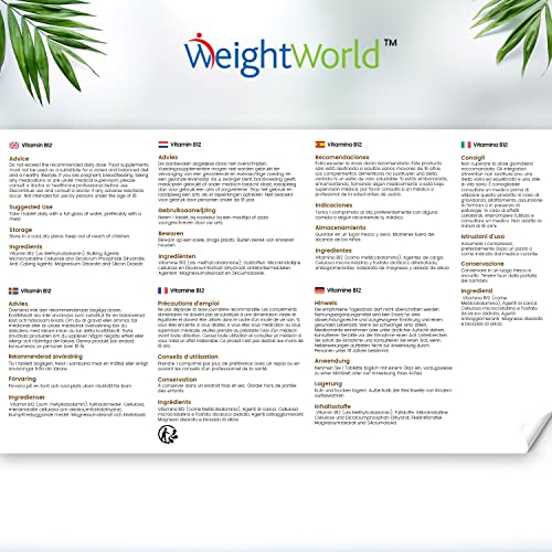 Vitamin B12 Tablets High Strength – 1000mcg Vegan B12 Supplement – 450 Pure Methylcob WeightWorldUS supplements
