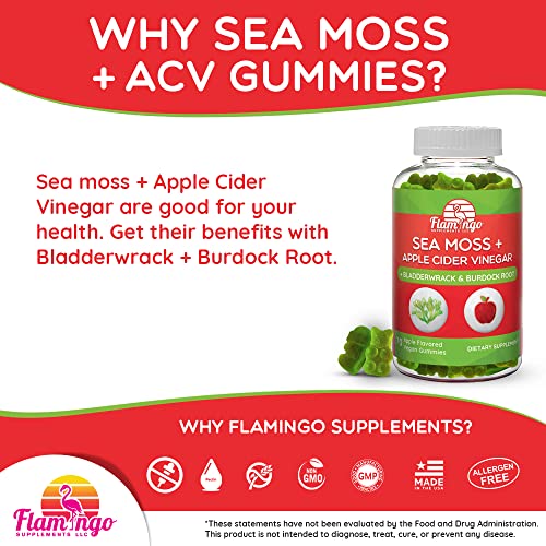 Sea Moss Gummies with Apple Cider Vinegar, Bladderwrack, and Burdock Root Organic Flamingo SupplementsAu supplements