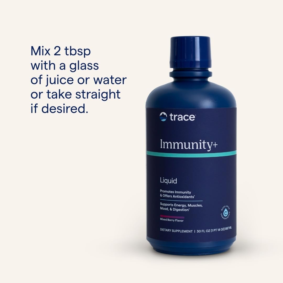 Trace Minerals Immunity+ - Liquid Supplement for Healthy Body & Immune Support - Elderberry Multivitamin - Formulated with Ionic Trace Minerals - Sugar-Free - Mixed Berry - 30 fl oz (30 Servings) Trace MineralsAu supplements