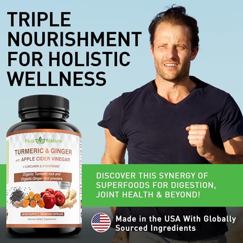 PIUS NATURE Turmeric Curcumin and Ginger with Apple Cider Vinegar, USDA Organic PIUS NATUREAu supplements
